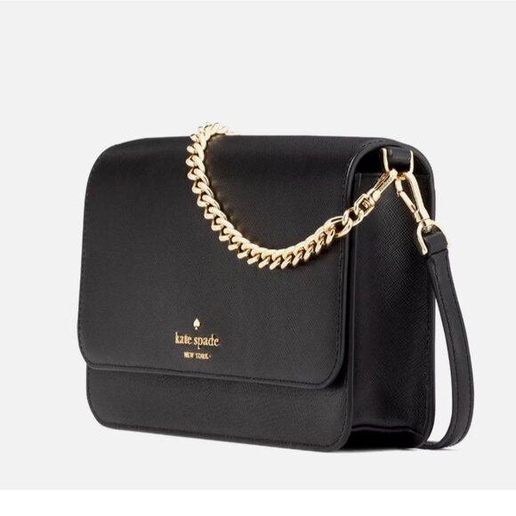 New Kate Spade Madison Medium Flap Convertible Crossbody Black - Picture 3 of 5